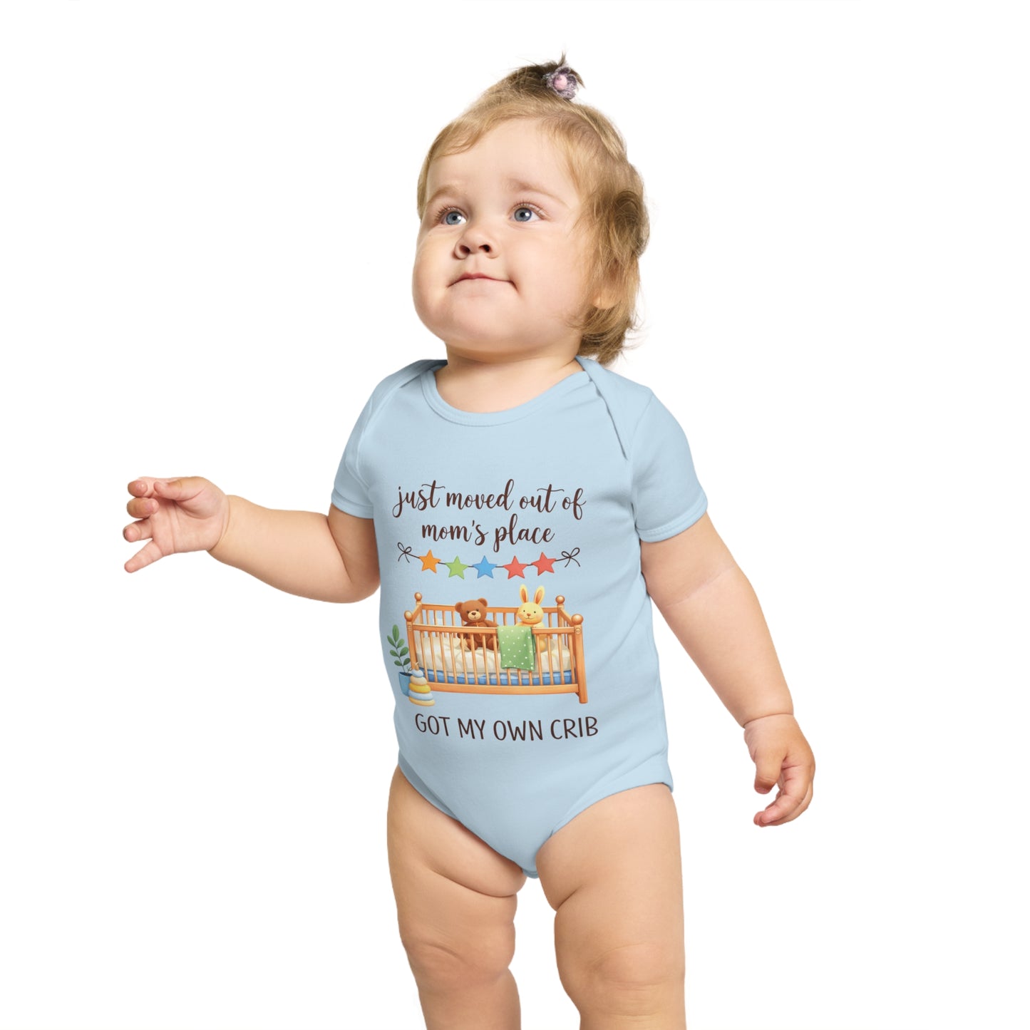 Baby Bodysuit "Just Moved Out of Mom's Place — Got My Own Crib" Cute Newborn Onesie