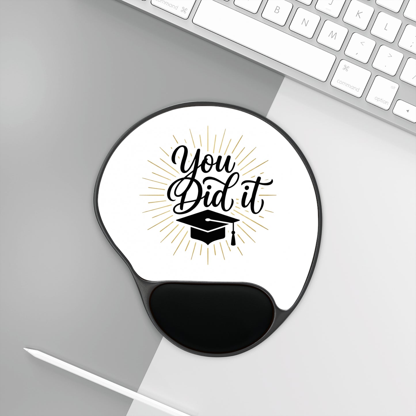 Graduation Mouse Pad with Wrist Rest — "You Did It" Cap Design