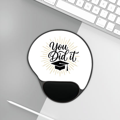 Graduation Mouse Pad with Wrist Rest — "You Did It" Cap Design