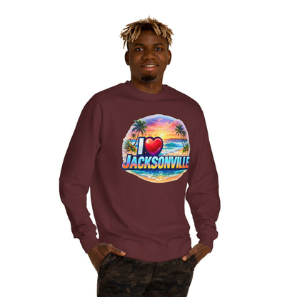 I Love Jacksonville Sweatshirt — Vintage Sunset Beach Crewneck