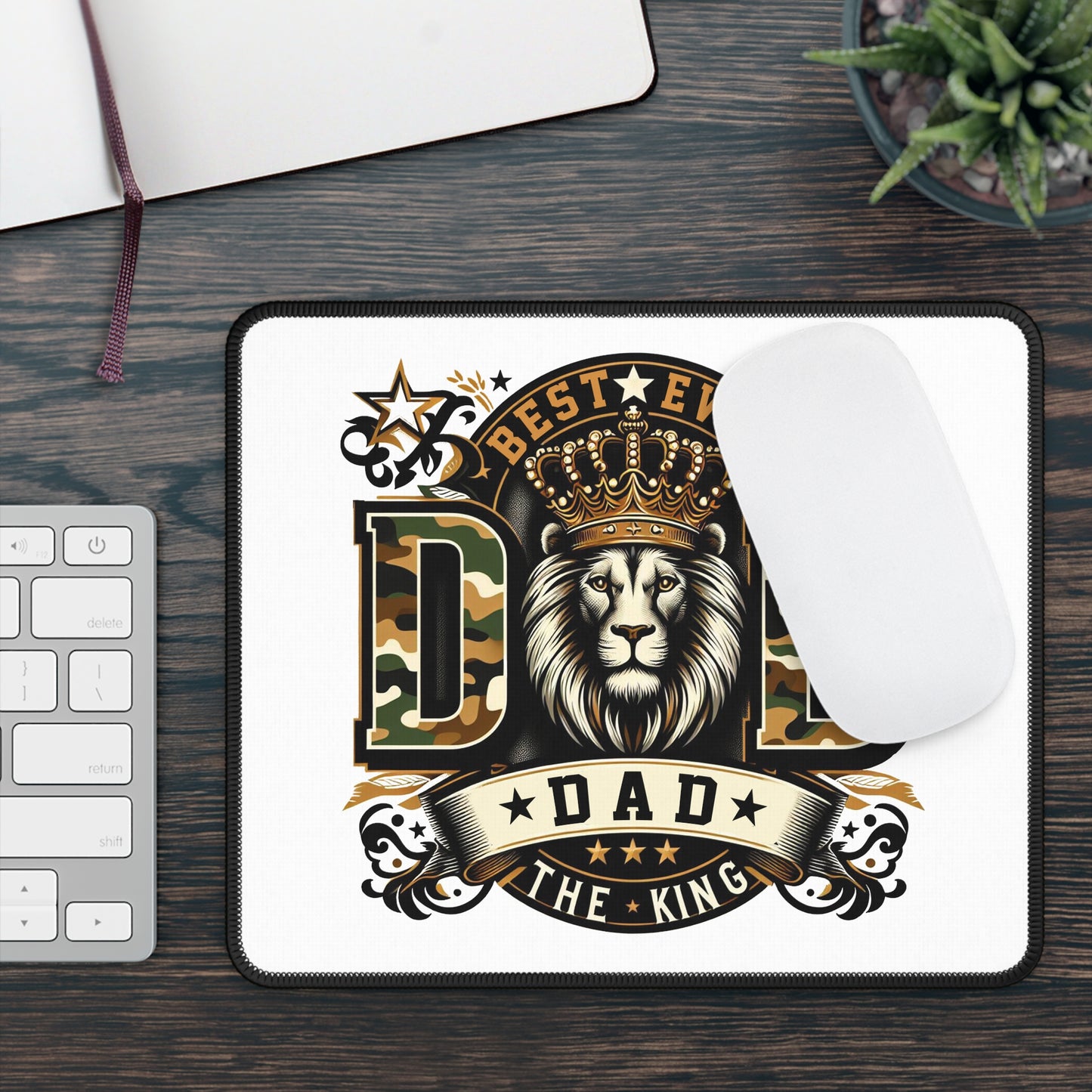 Gaming Mouse Pad — "Best Ever Dad" Lion Crown Camouflage Design (Father's Day Gift)