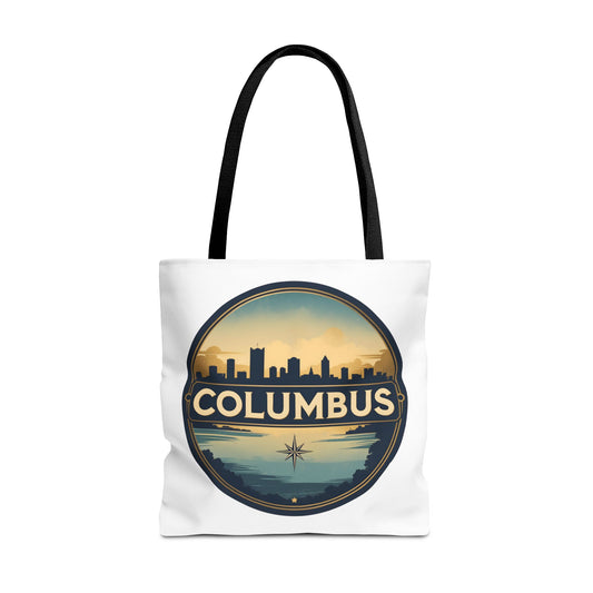 Columbus Skyline Tote Bag — Retro Cityscape Canvas Tote