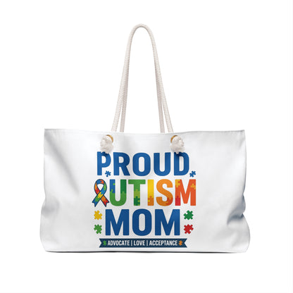 Proud Autism Mom Weekender Bag — Advocate Love Acceptance Tote