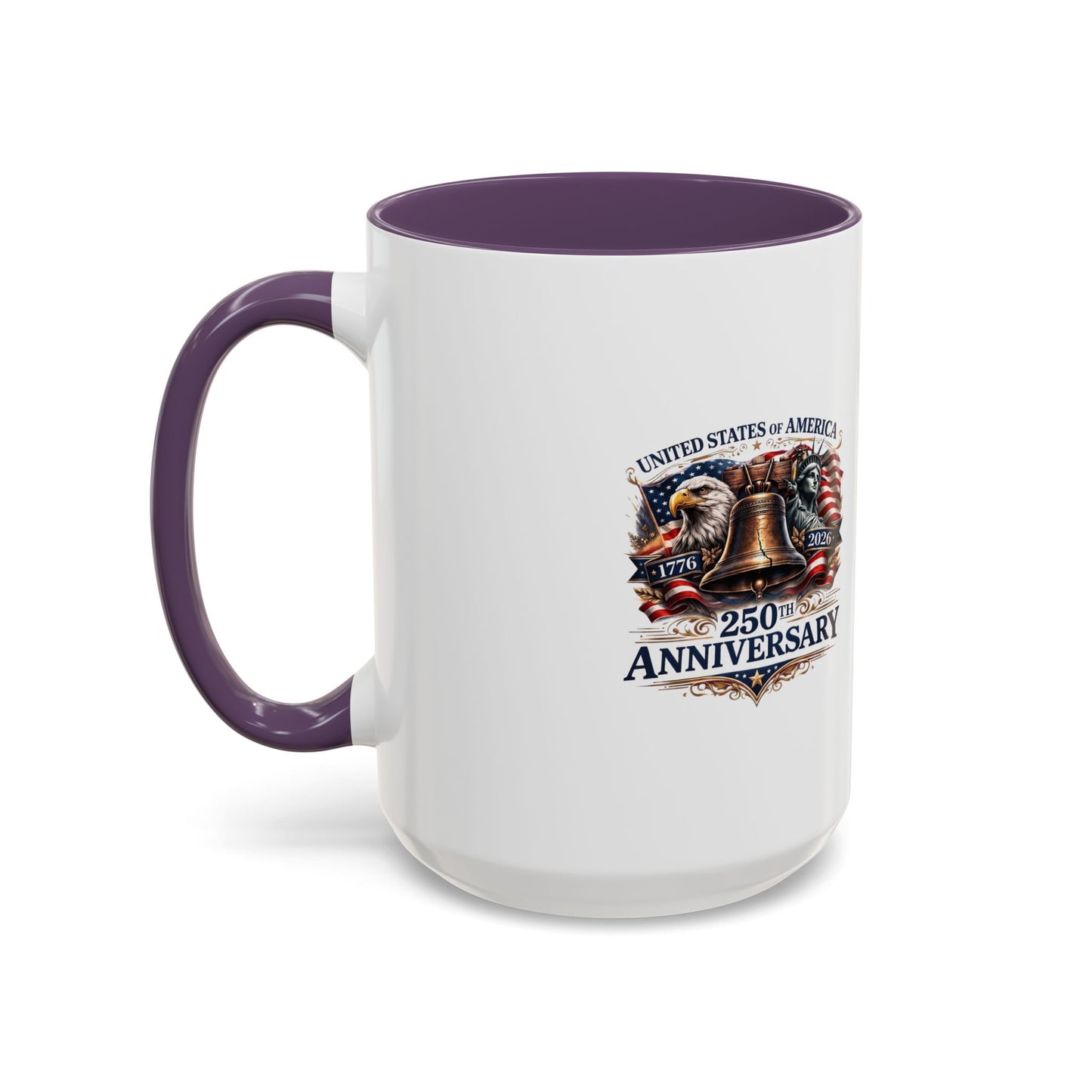 250th Anniversary Accent Coffee Mug — Patriotic United States Bell & Eagle Design (11/15 oz)