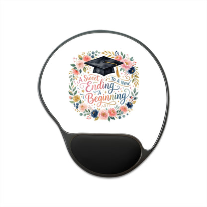 Graduation Floral Mouse Pad with Wrist Rest — "A Sweet Ending to a New Beginning"