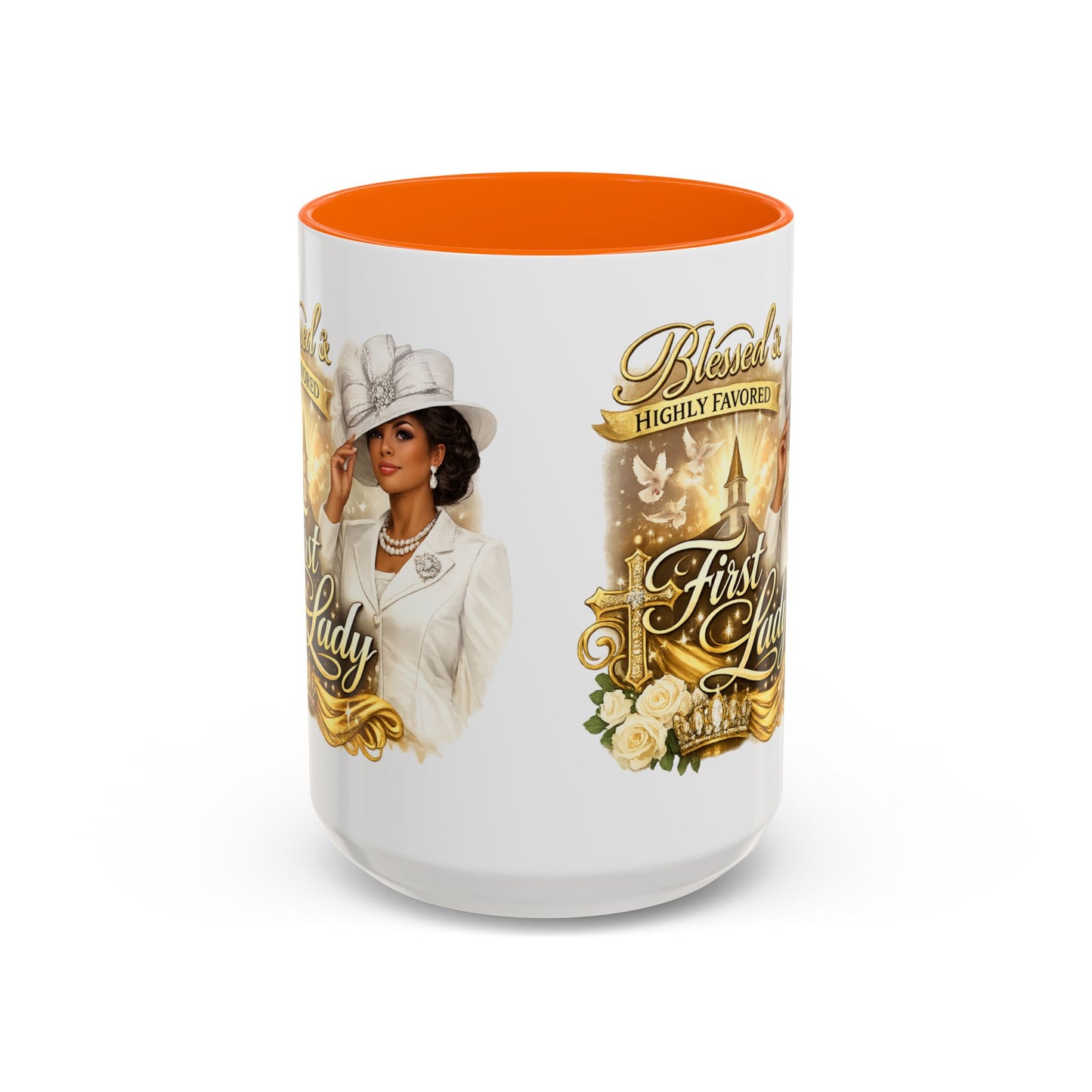 First Lady Inspirational Coffee Mug — "Blessed & Highly Favored" Accent Ceramic Mug
