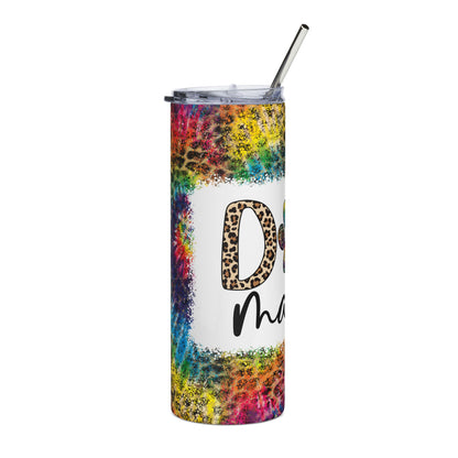 20oz Stainless Tumbler — Tie-Dye Leopard "Dog Mama" Paw Travel Mug