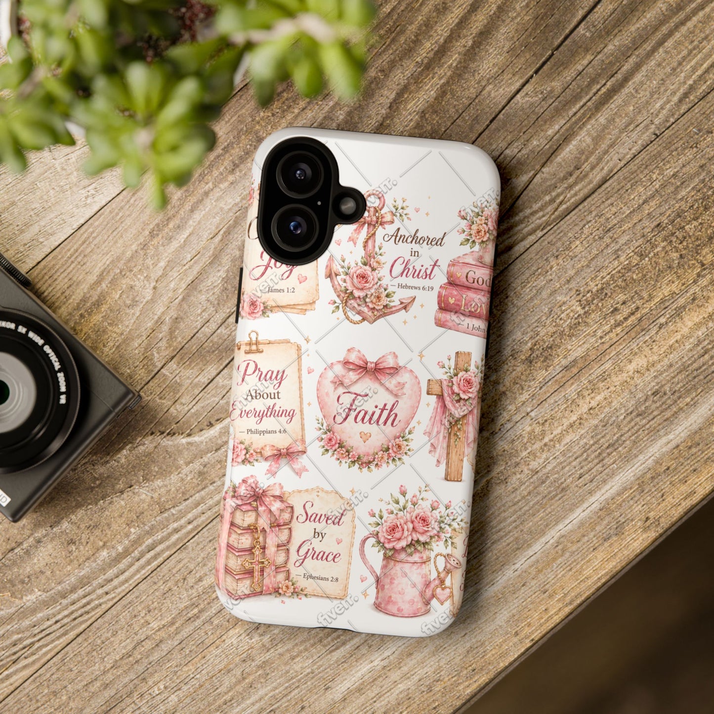 Faith Floral Phone Case – Christian Inspirational Scripture iPhone Cover (Choose Joy, Pray, Faith)