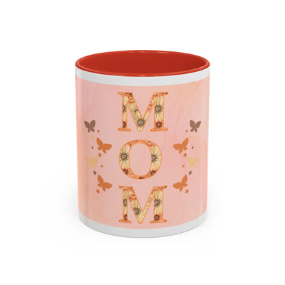 Mom Floral Accent Coffee Mug – Pink Butterfly Mother's Day Gift (11/15oz)