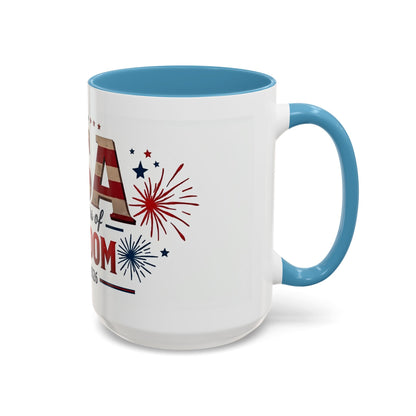USA 250 Years of Freedom Accent Coffee Mug – 1776–2026 Patriotic Fourth of July Gift