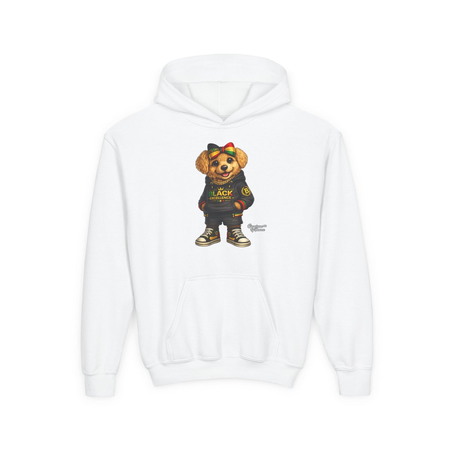 Youth Hoodie — Black Excellence Bear Graphic Sweatshirt (Kids)
