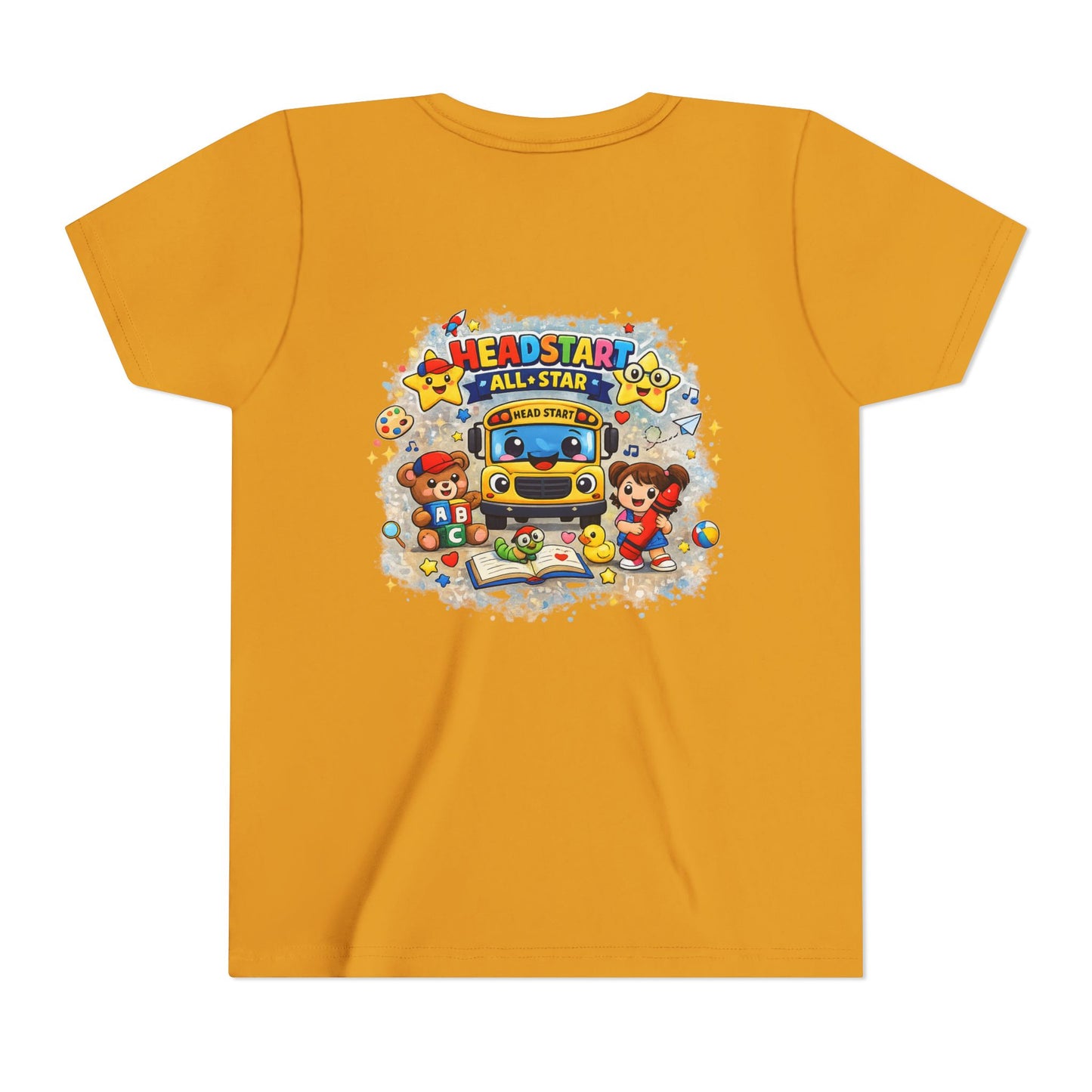 Youth Tee — "Headstart All-Star" Cute School Bus & Characters Back-to-School Shirt