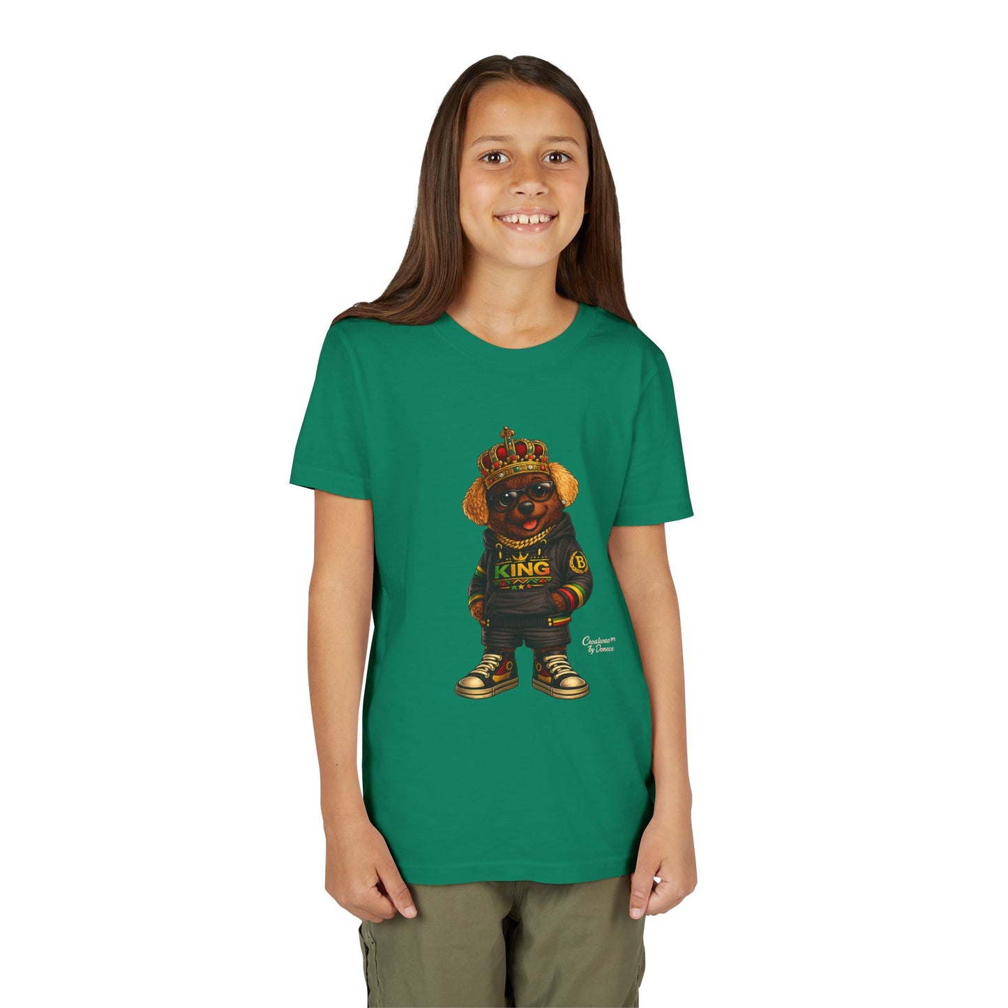 Youth Tee — 'Lil King' Crowned Bear Graphic Shirt
