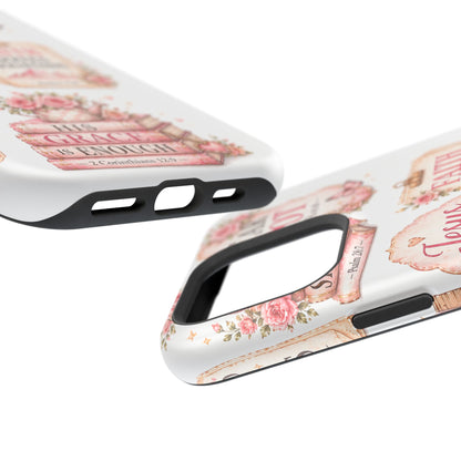 Christian Phone Case - "Fear Not, Faith Moves Mountains, Jesus Saves" Floral Magnetic Impact-Resistant Case