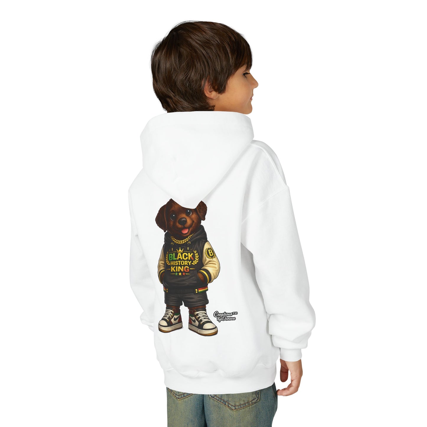 Youth Hoodie — 'Black History Kid' Puppy Graphic Sweatshirt