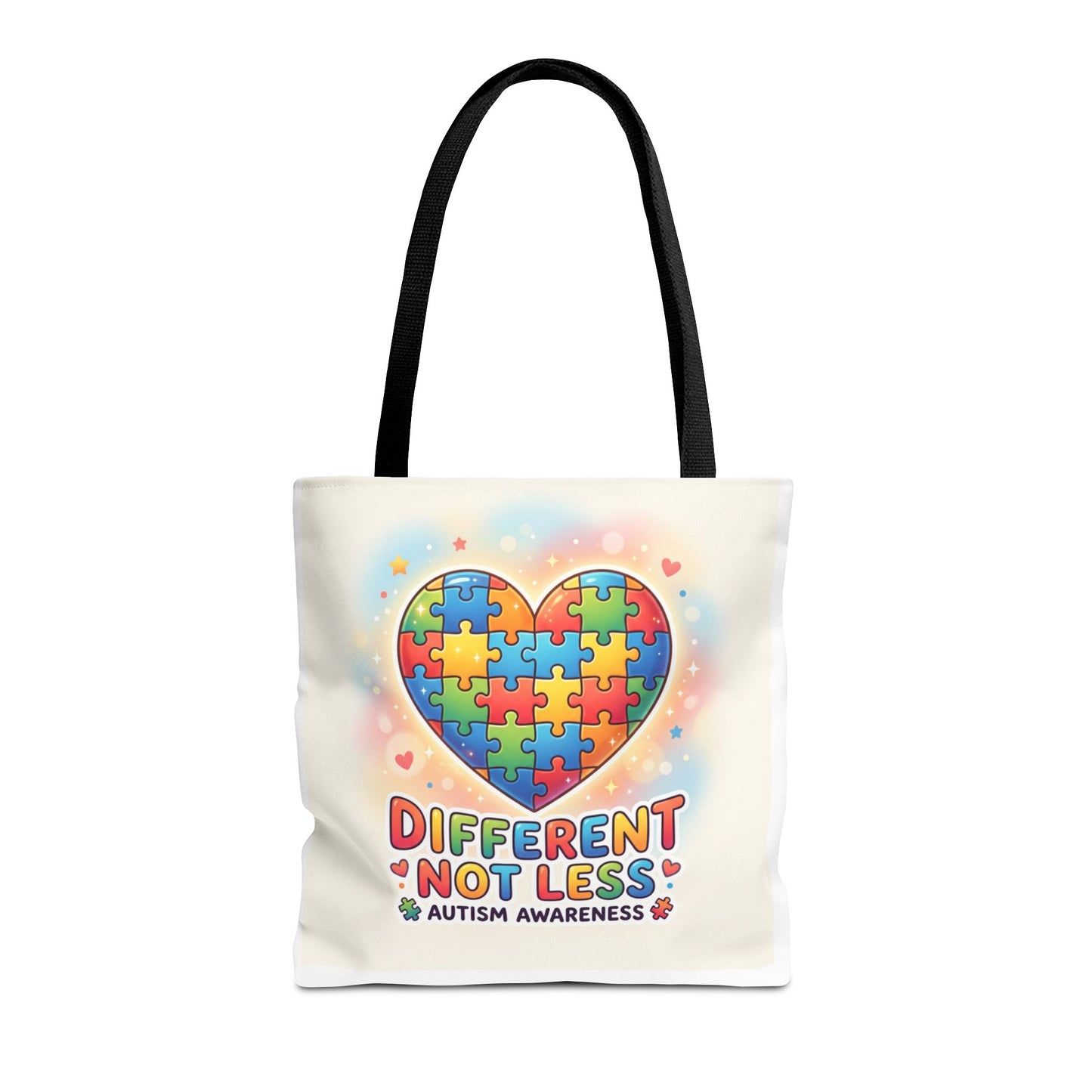 Autism Awareness Tote Bag — "Different Not Less" Puzzle Heart Design