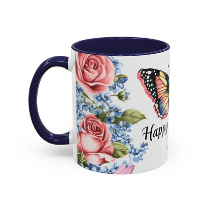 Mother's Day Butterfly Floral Coffee Mug – "Happy Mother's Day" Accent Mug (11/15 oz)
