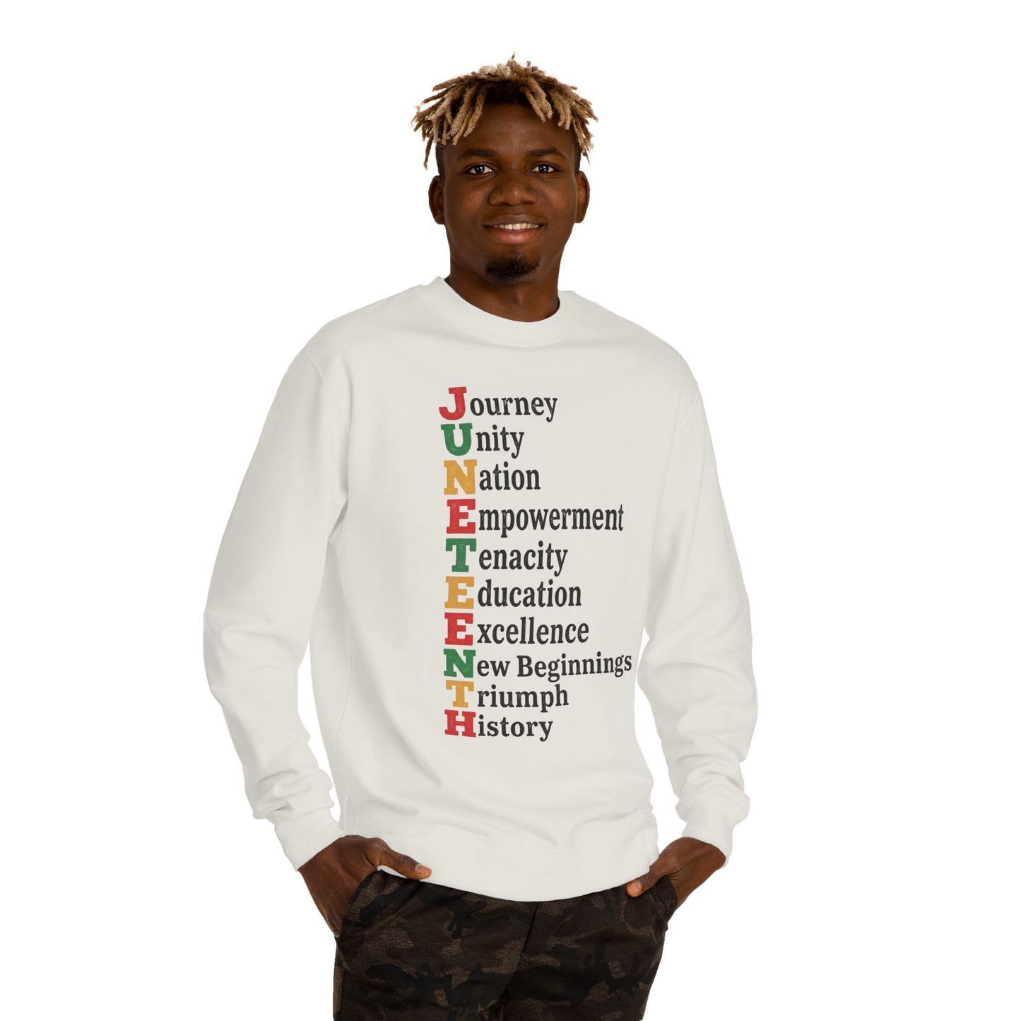 Juneteenth Acrostic Sweatshirt — Journey Unity Nation Empowerment Tee