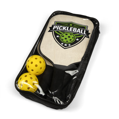 Pickleball Paddle Kit — Set of 2 Lightweight Paddles & 2 Balls with Pickleball Shield Logo