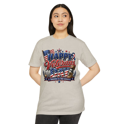 Veterans Day T-Shirt - "Happy Veterans Day" Patriotic Military Tribute Tee