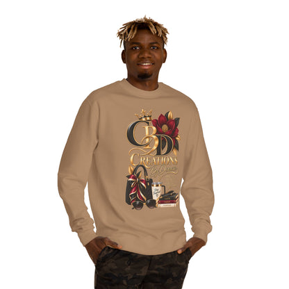Crewneck Sweatshirt — CBD Creations Boutique Logo Graphic (Crown, Flowers, Books & Coffee)