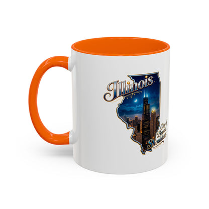 Illinois Skyline Accent Coffee Mug – City of Broad Shoulders Chicago Design (11/15oz)