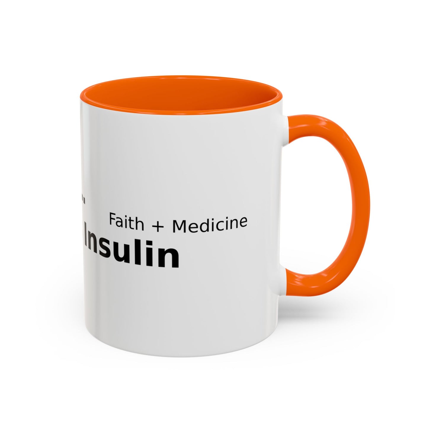 Accent Coffee Mug — “Faith + Medicine: Insulin Saves” Black-Accent Mug (11/15 oz)