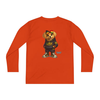 Youth Long Sleeve Tee — Trendy Bear Graphic "Black Excellence"