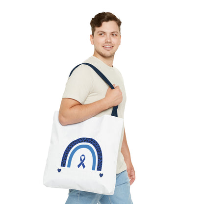 Blue Awareness Ribbon Rainbow Tote Bag – Support & Hope Everyday Tote
