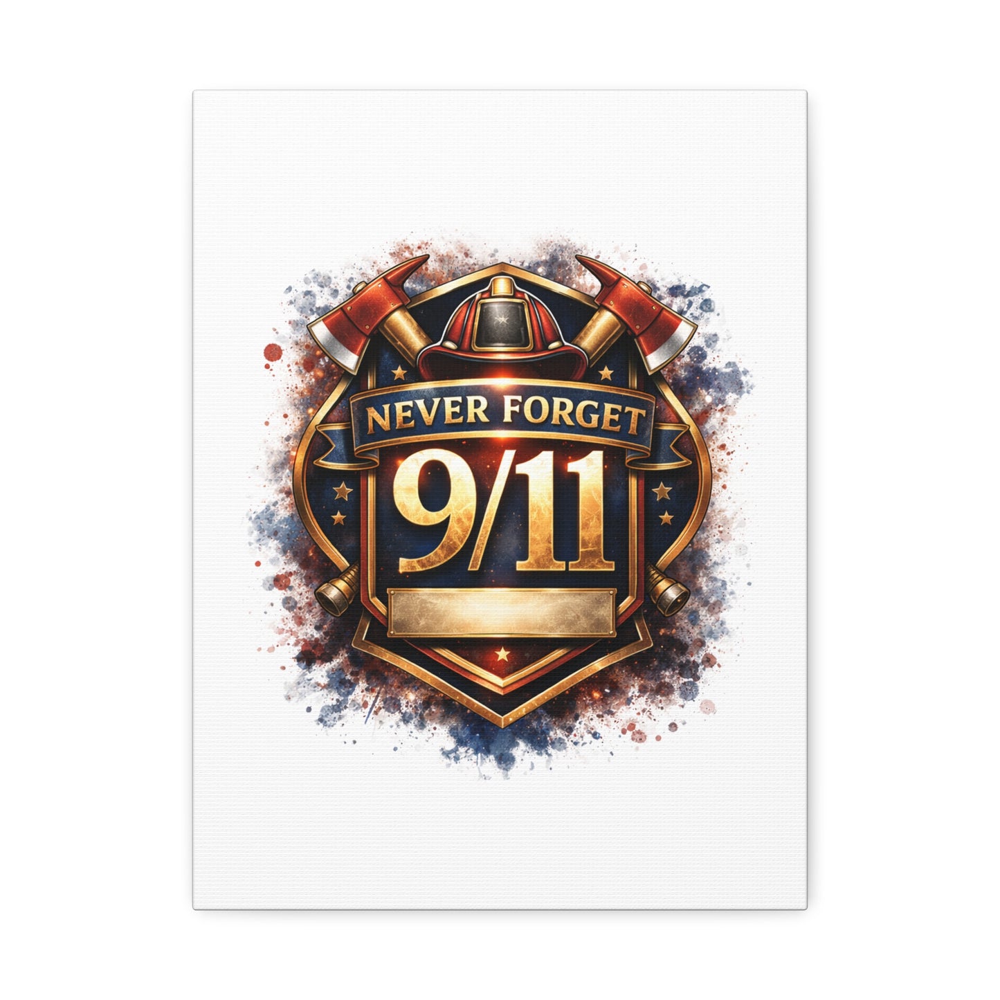 9/11 Never Forget Canvas Print — Firefighter Tribute Stretched Wall Art