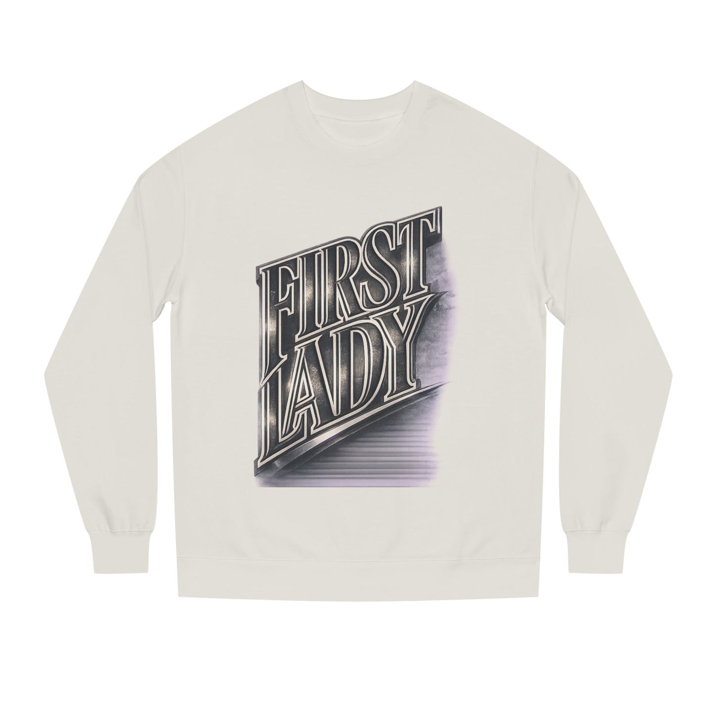 First Lady Graphic Sweatshirt — Retro Metallic Typography Crewneck