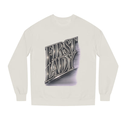 First Lady Graphic Sweatshirt — Retro Metallic Typography Crewneck