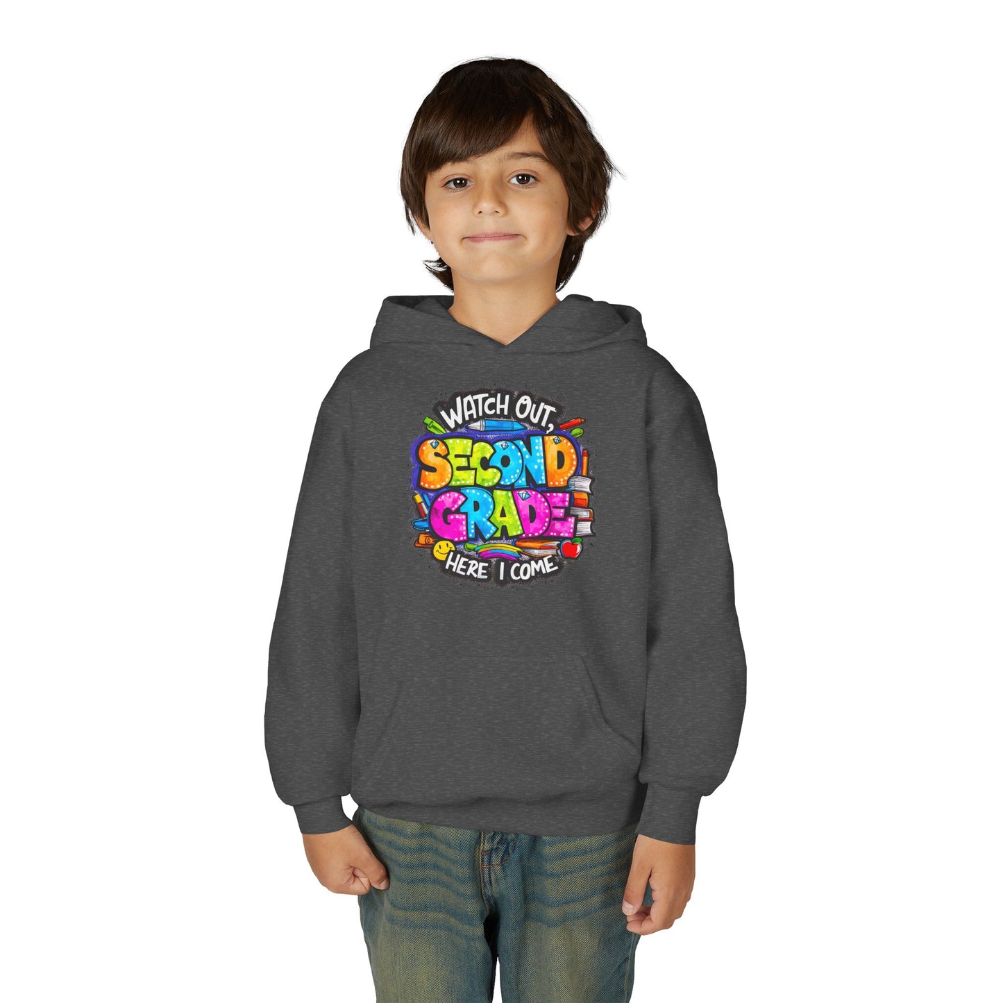 Second Grade Kids' Hoodie - "Watch Out Second Grade Here I Come" Back-to-School Sweatshirt