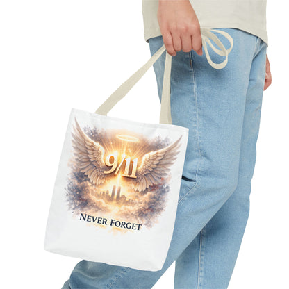 9/11 Memorial Tote Bag – 'Never Forget' Angel Wings Tribute