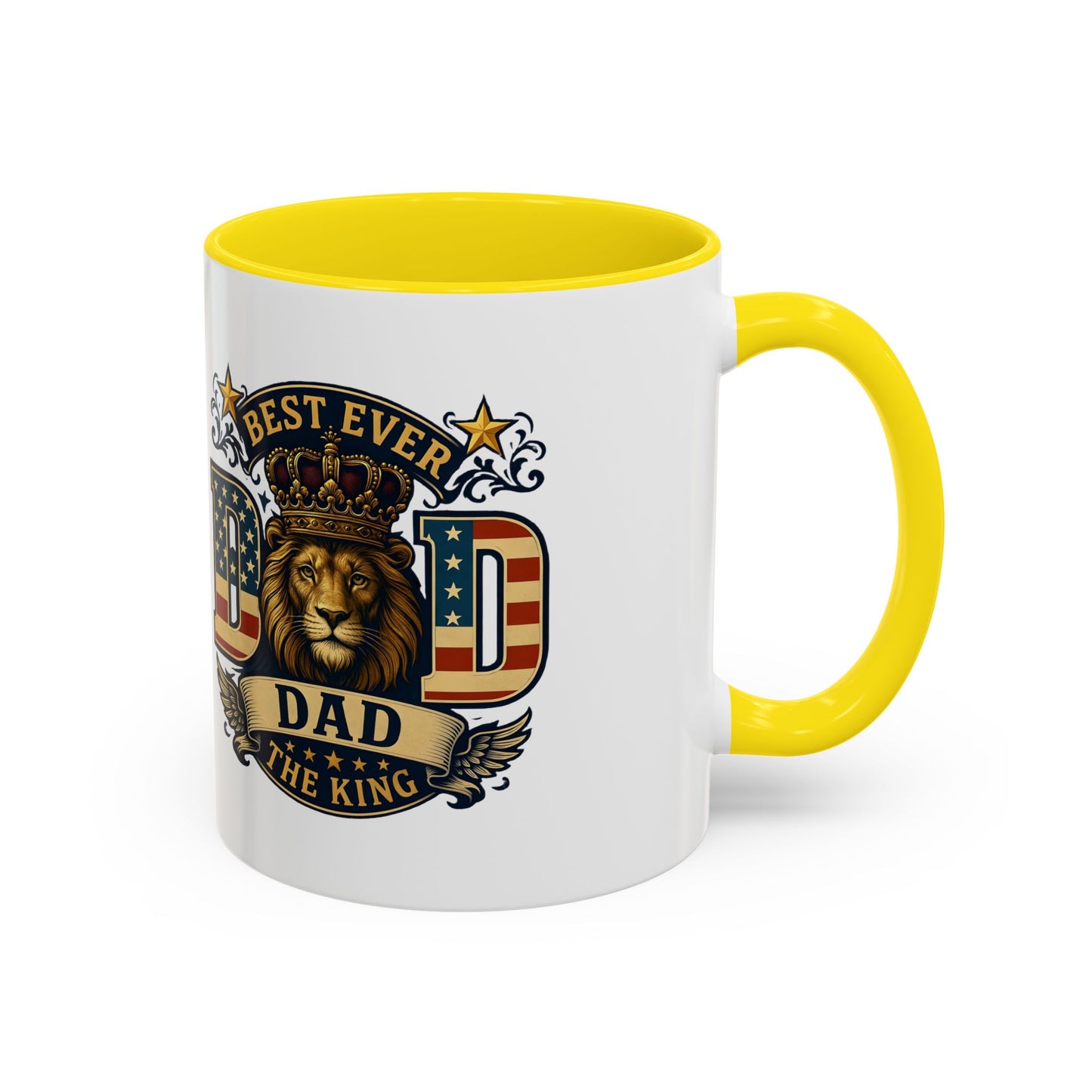 Best Ever Dad Coffee Mug — 'Dad the King' Lion Accent Mug (11/15oz)