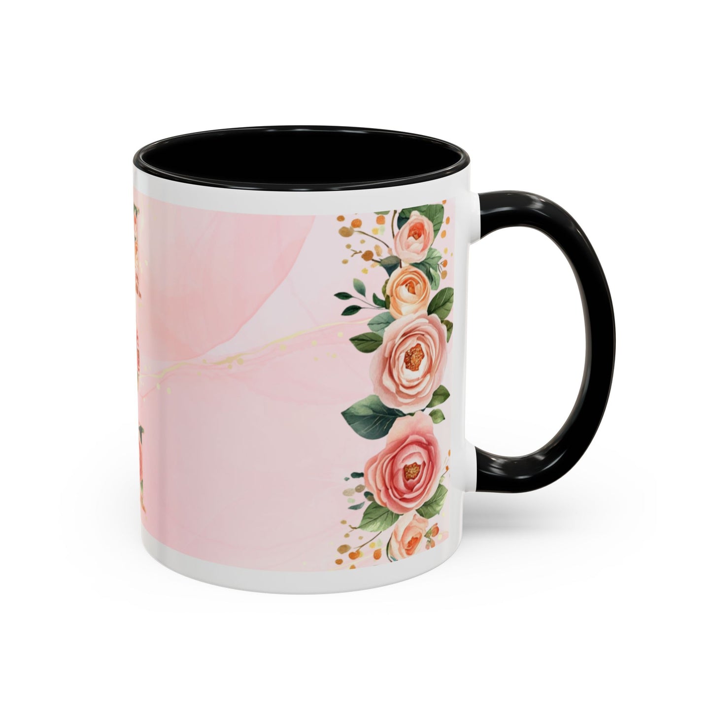 Mom Floral Accent Coffee Mug – Pink Rose Mother's Day Gift (11/15 oz)