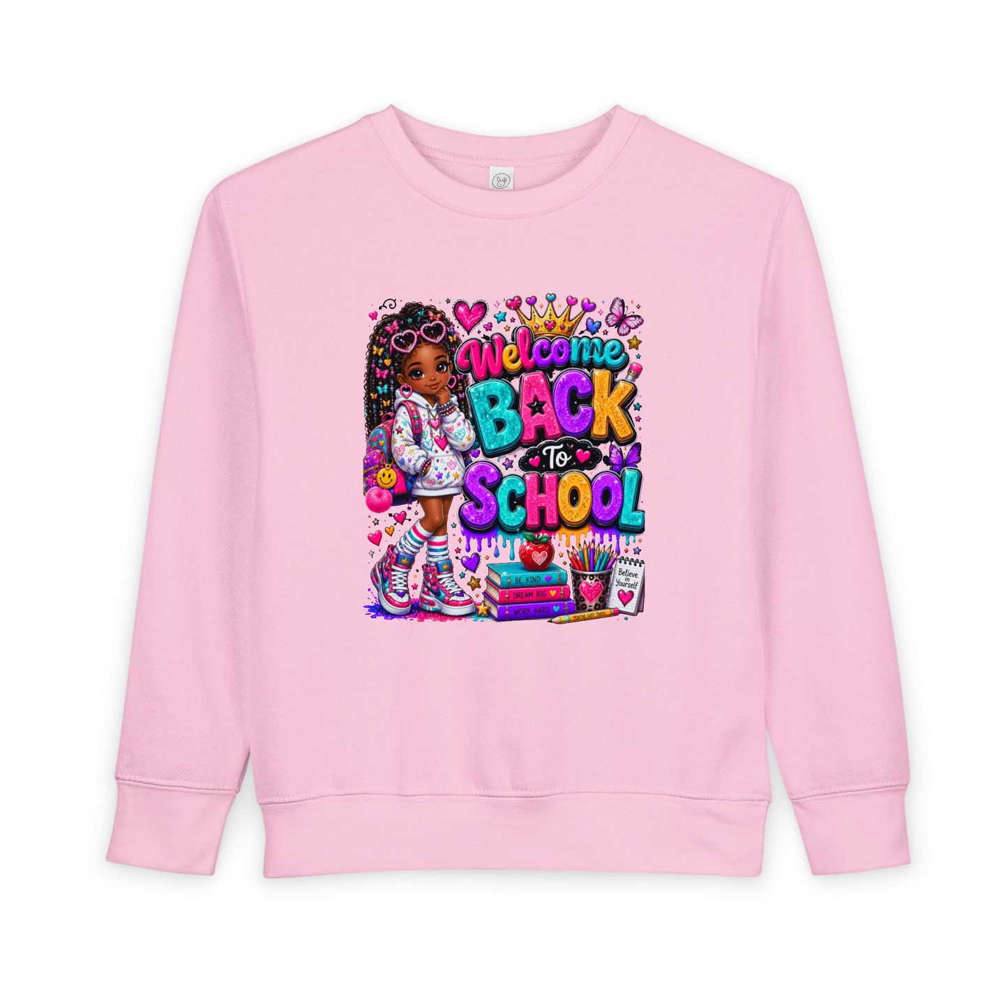 Welcome Back to School Toddler Sweatshirt — Cute African American Girl School Outfit