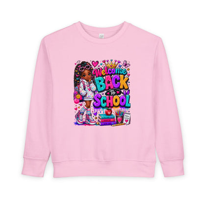 Welcome Back to School Toddler Sweatshirt — Cute African American Girl School Outfit