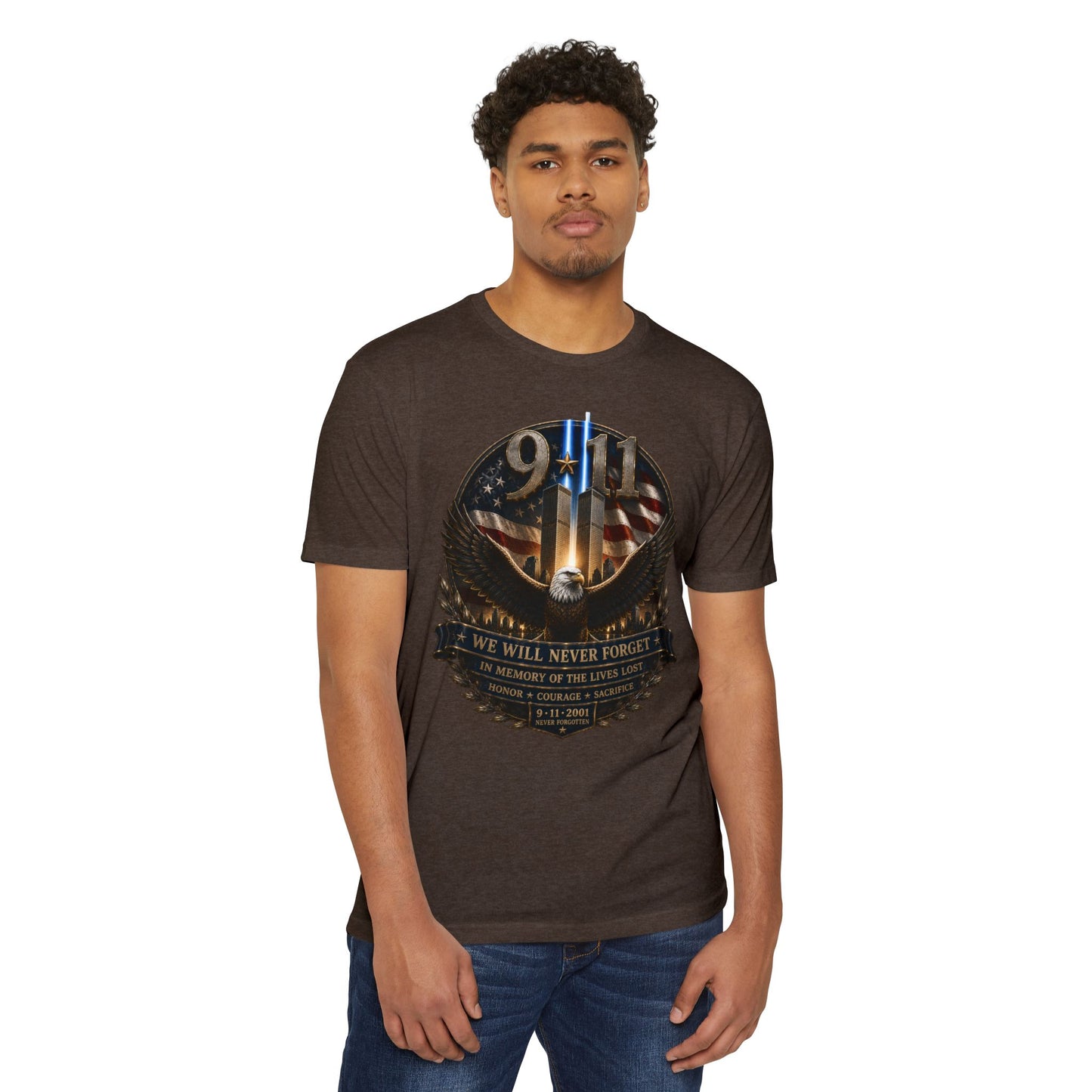9/11 Memorial Eagle T-Shirt — We Will Never Forget Patriotic Tribute Tee