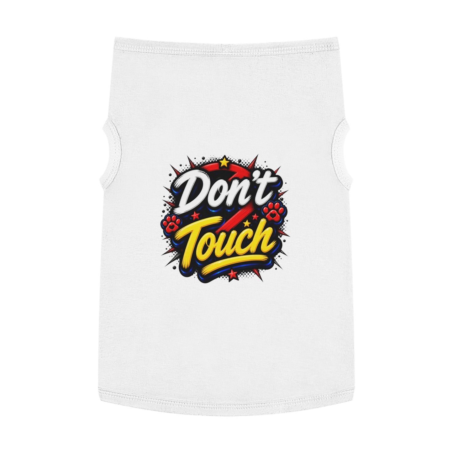 Pet Tank Top - "Don't Touch" Graphic Dog/Cat Shirt with Bold Paw Print Design