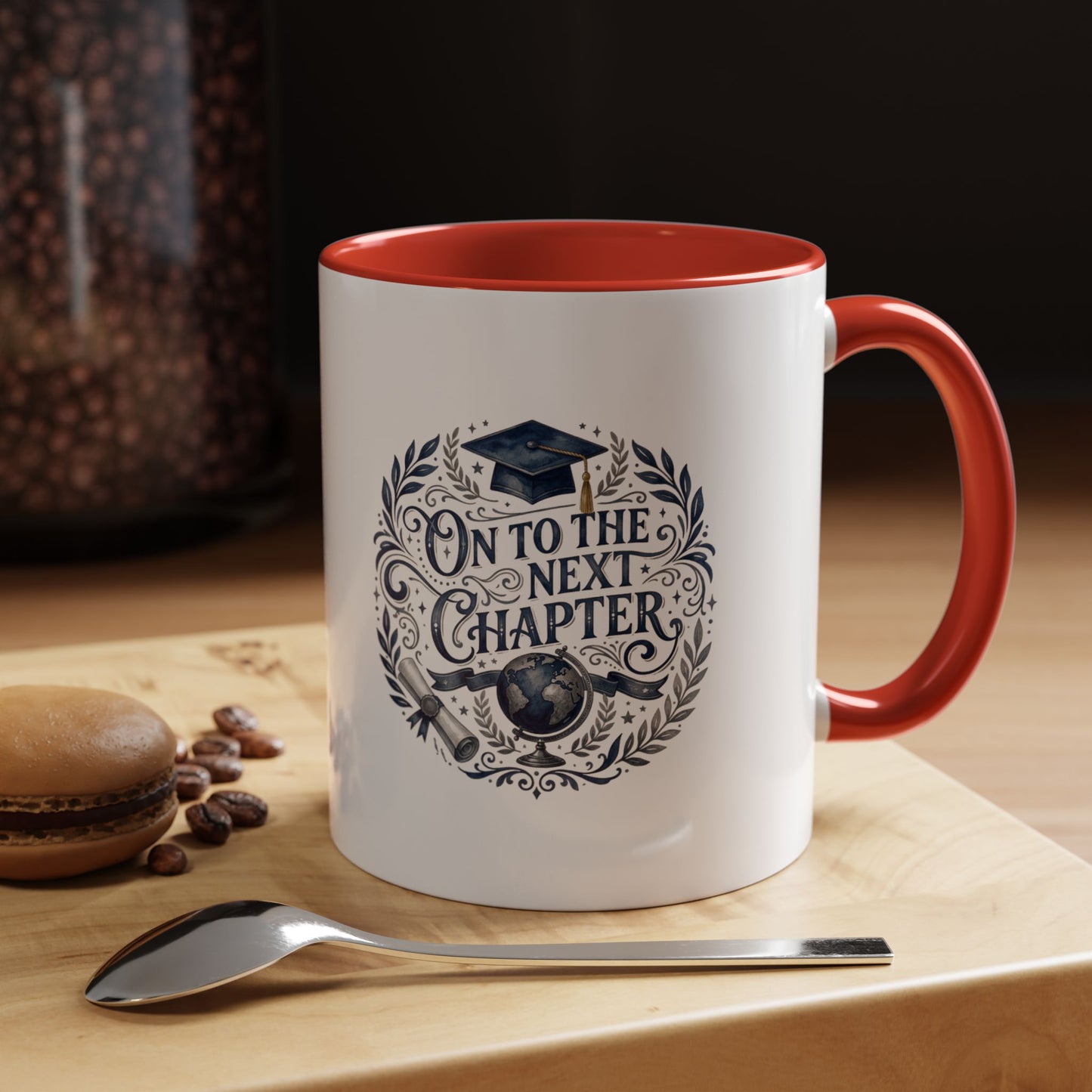 Graduation Coffee Mug — "On to the Next Chapter" Ceramic Accent Mug