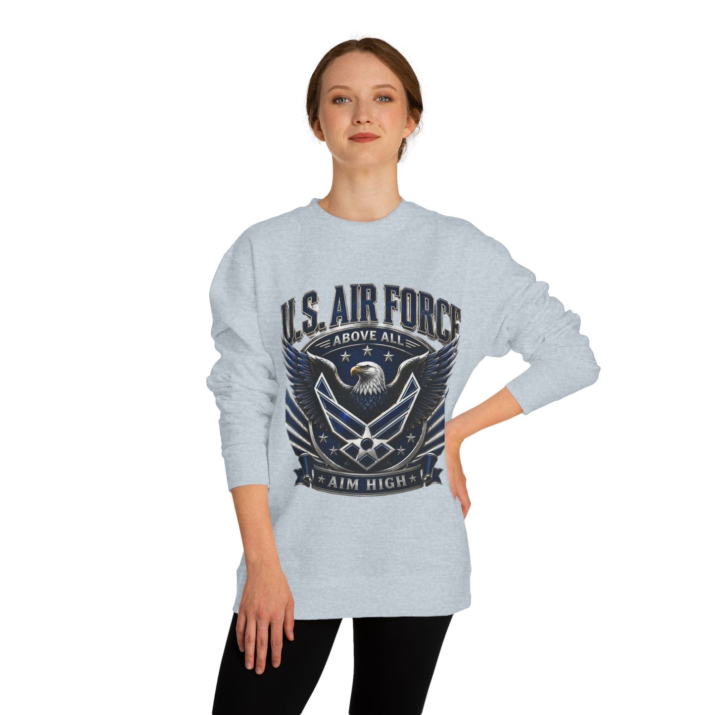 U.S. Air Force Crewneck Sweatshirt — "Above All, Aim High" Graphic