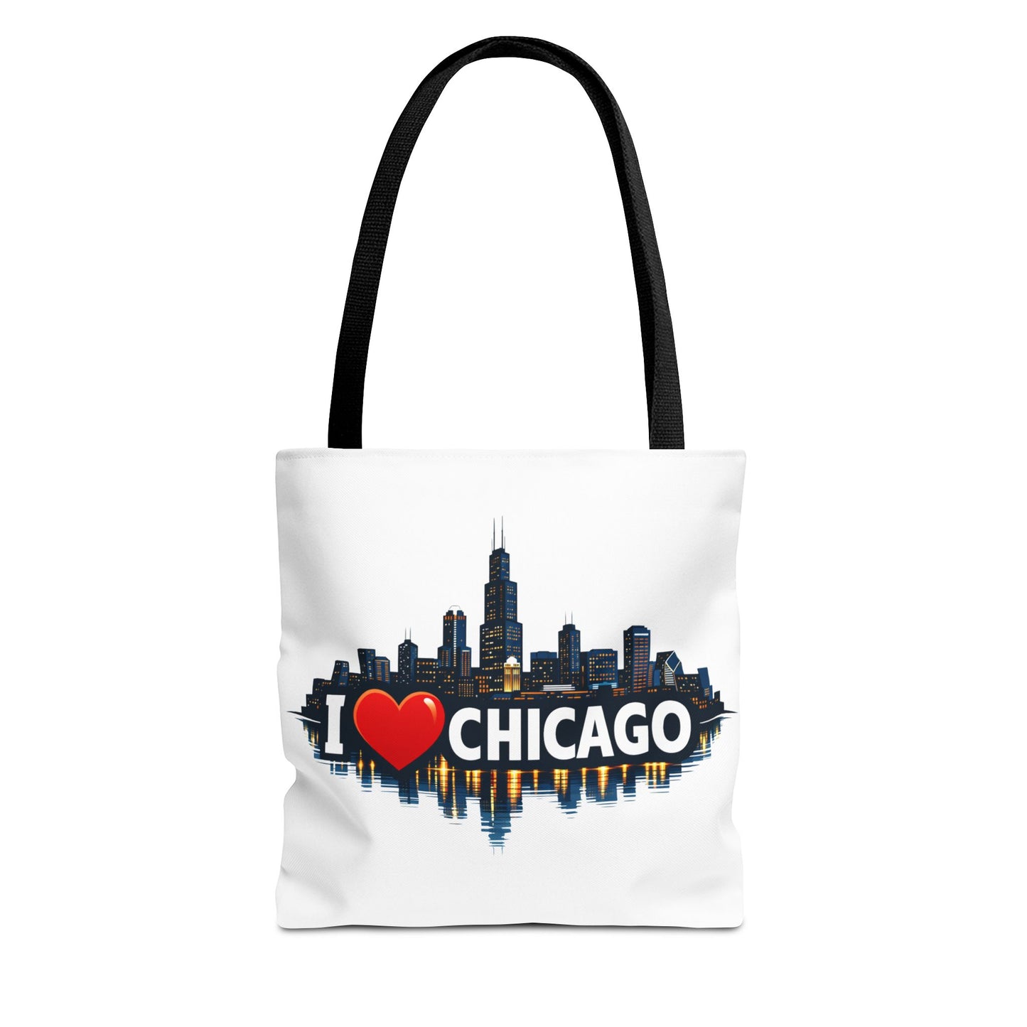 I  Chicago Skyline Tote Bag — Cityscape Reversible All-Over Print Tote