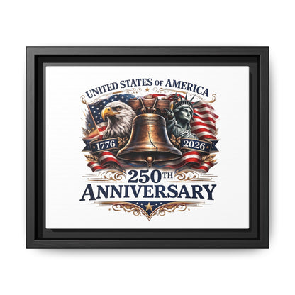 250th Anniversary Framed Canvas - United States of America Patriotic Liberty Bell Print