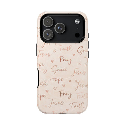 Christian Words Tough Magnetic Phone Case — Hope Pray Grace Jesus Faith