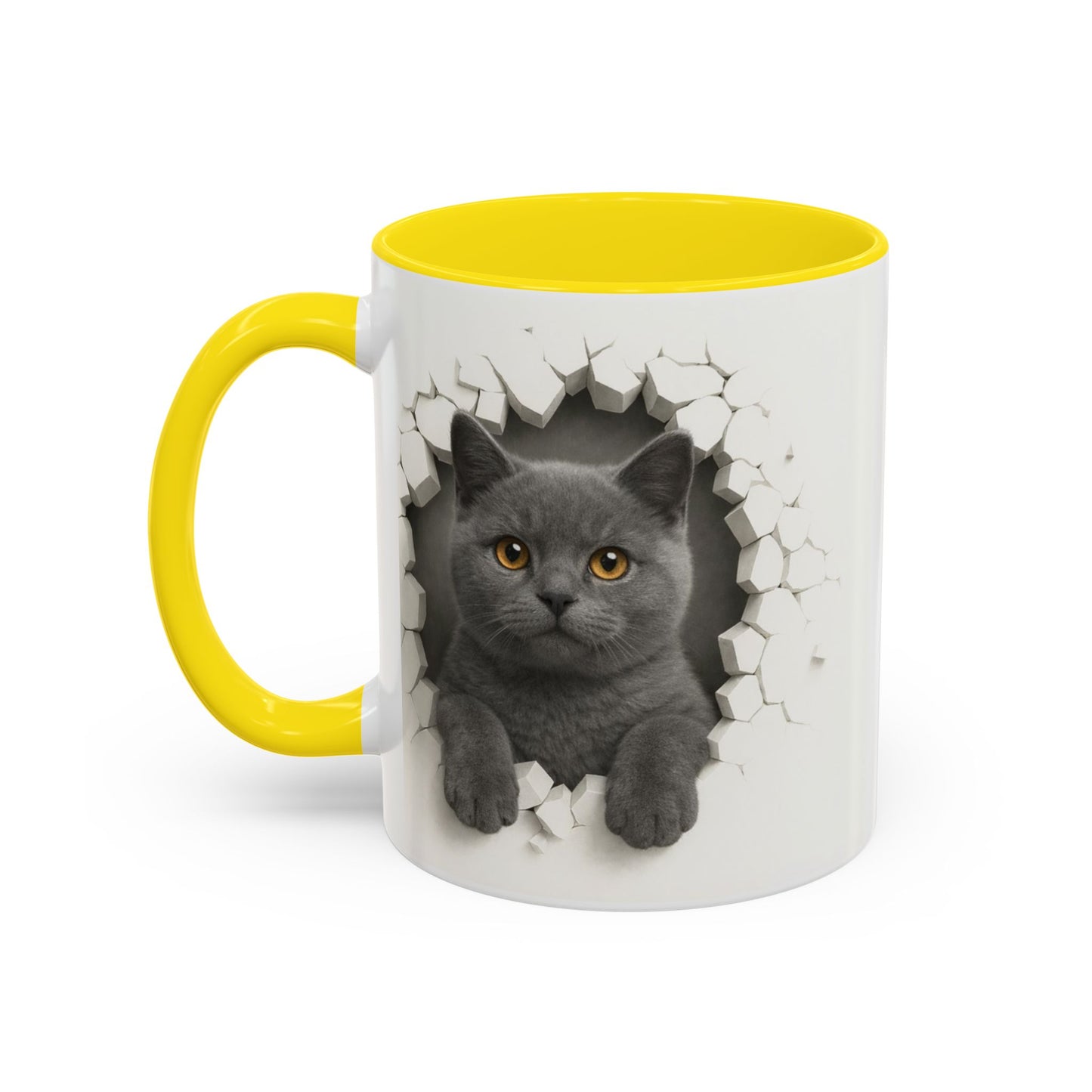 Peekaboo Grey Cat Accent Coffee Mug – Cute 11/15oz Cat Lover Gift