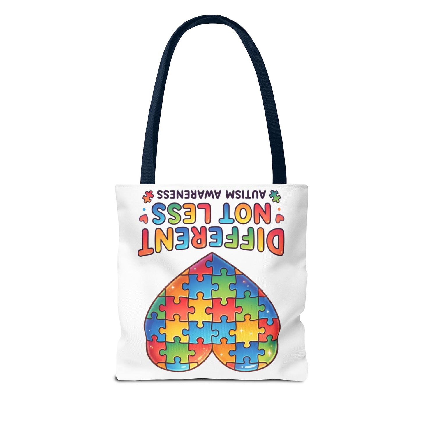 Autism Awareness Tote Bag — "Different Not Less" Puzzle Heart