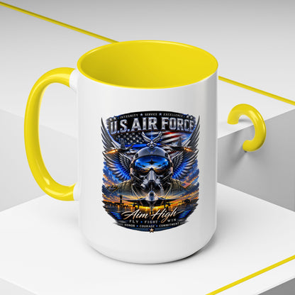U.S. Air Force Eagle Coffee Mug — "Aim High" Accent 11/15oz