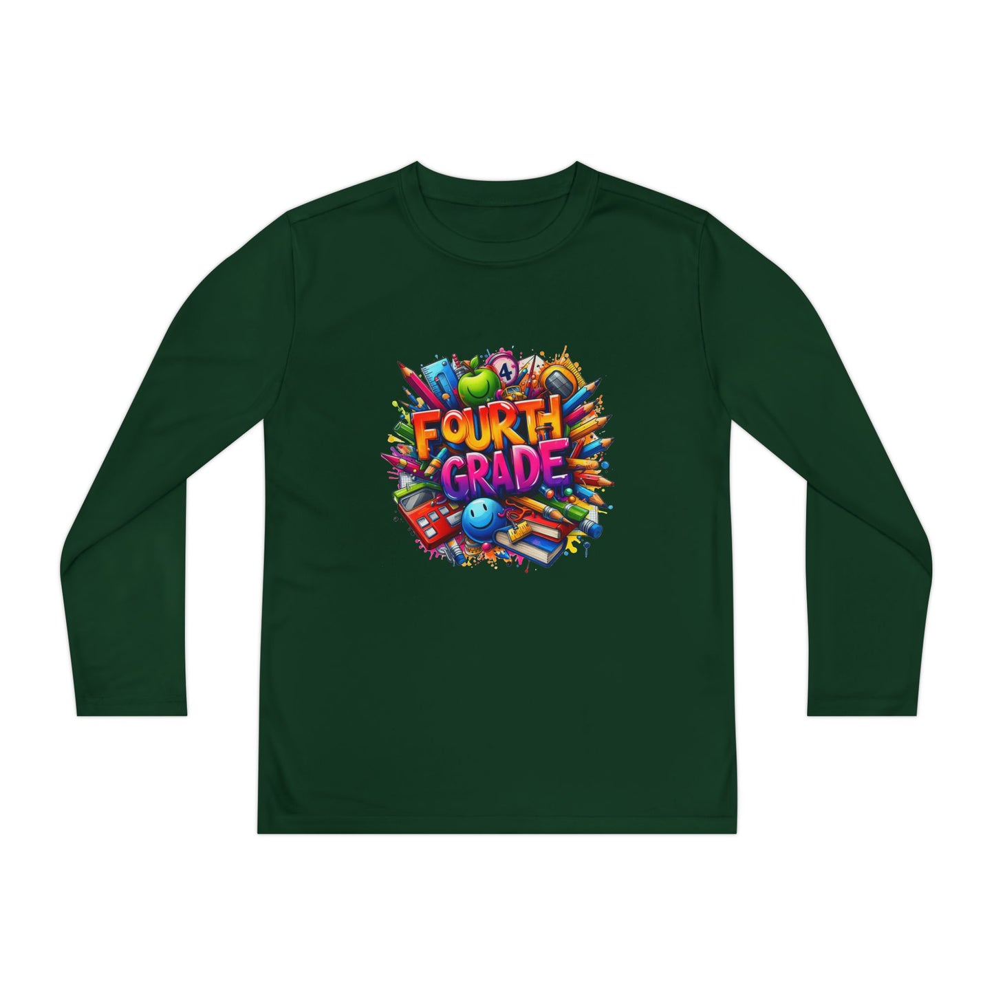 Fourth Grade Long Sleeve Tee — Colorful School Kids Shirt