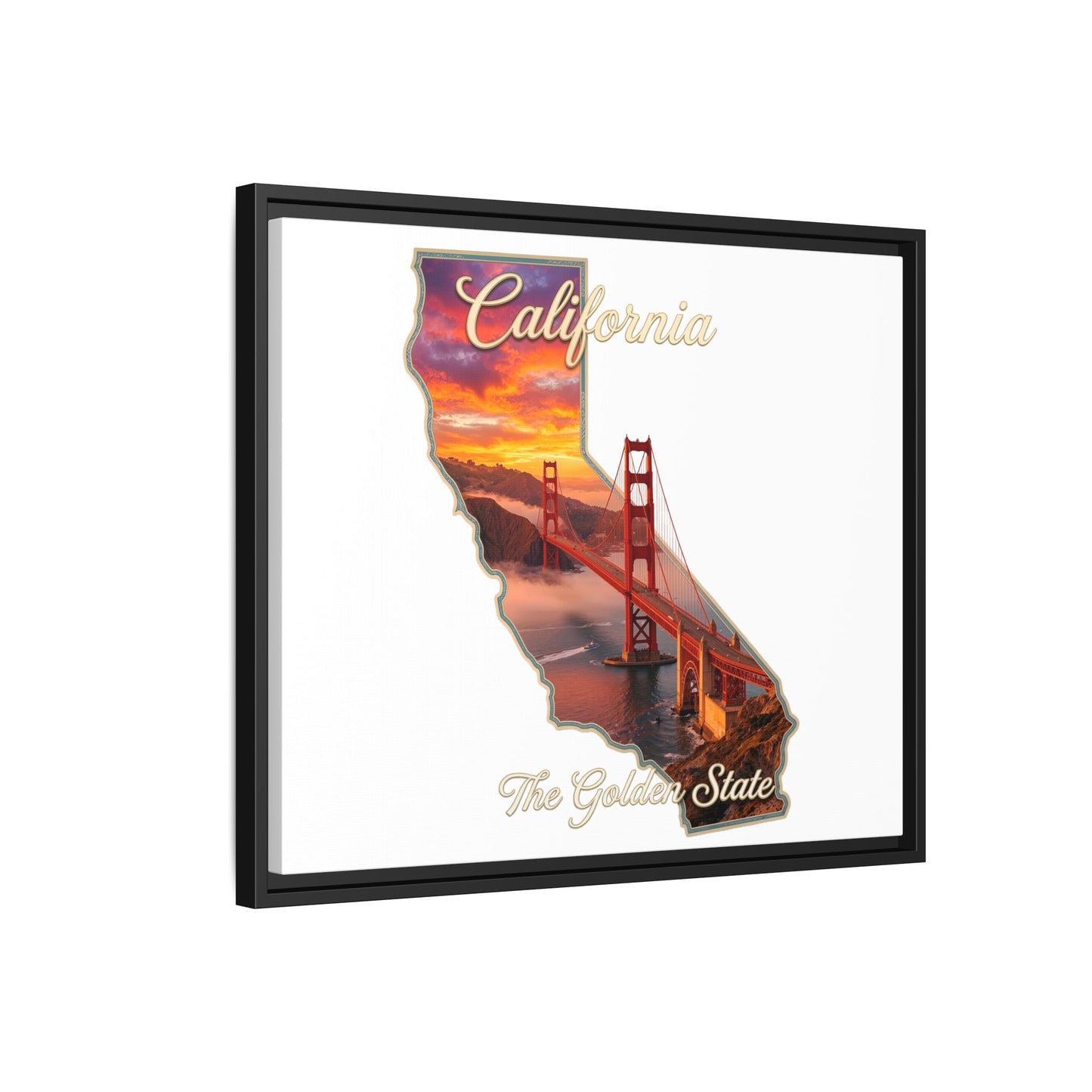 California Golden Gate Map Matte Canvas Print (Framed)